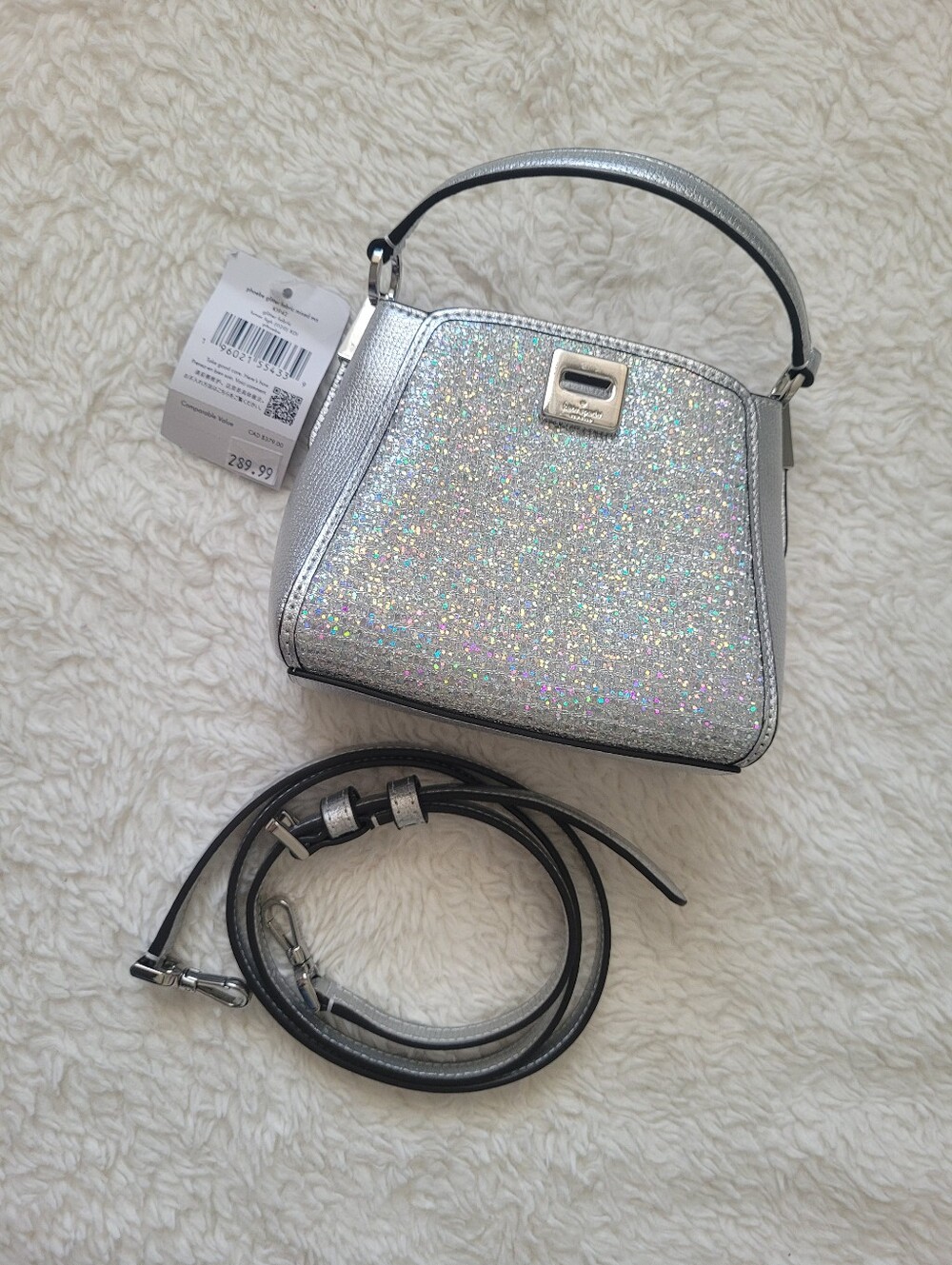 kate spade Silver Glitter Mini Top-Handle Crossbody